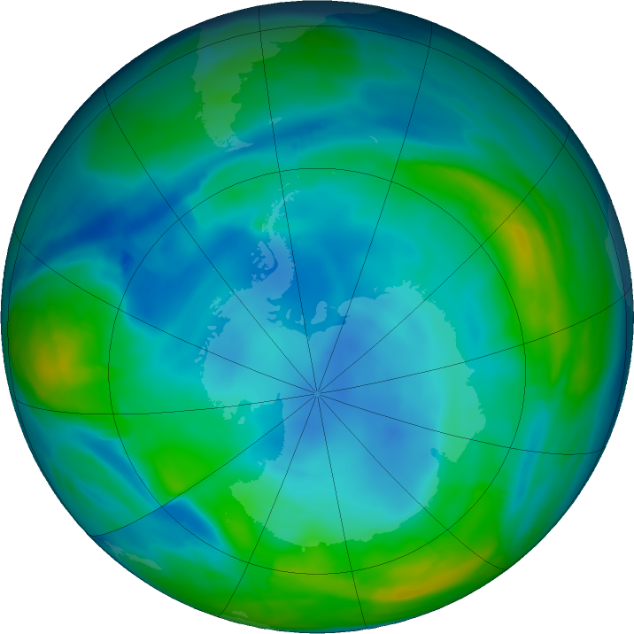 Antarctic ozone map for 12 July 2022